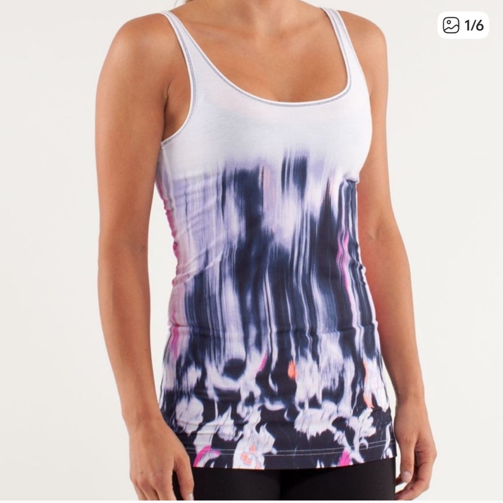 Lululemon Racerback Long Tank Mirage Deep indigo tie dye stretchy summer yoga